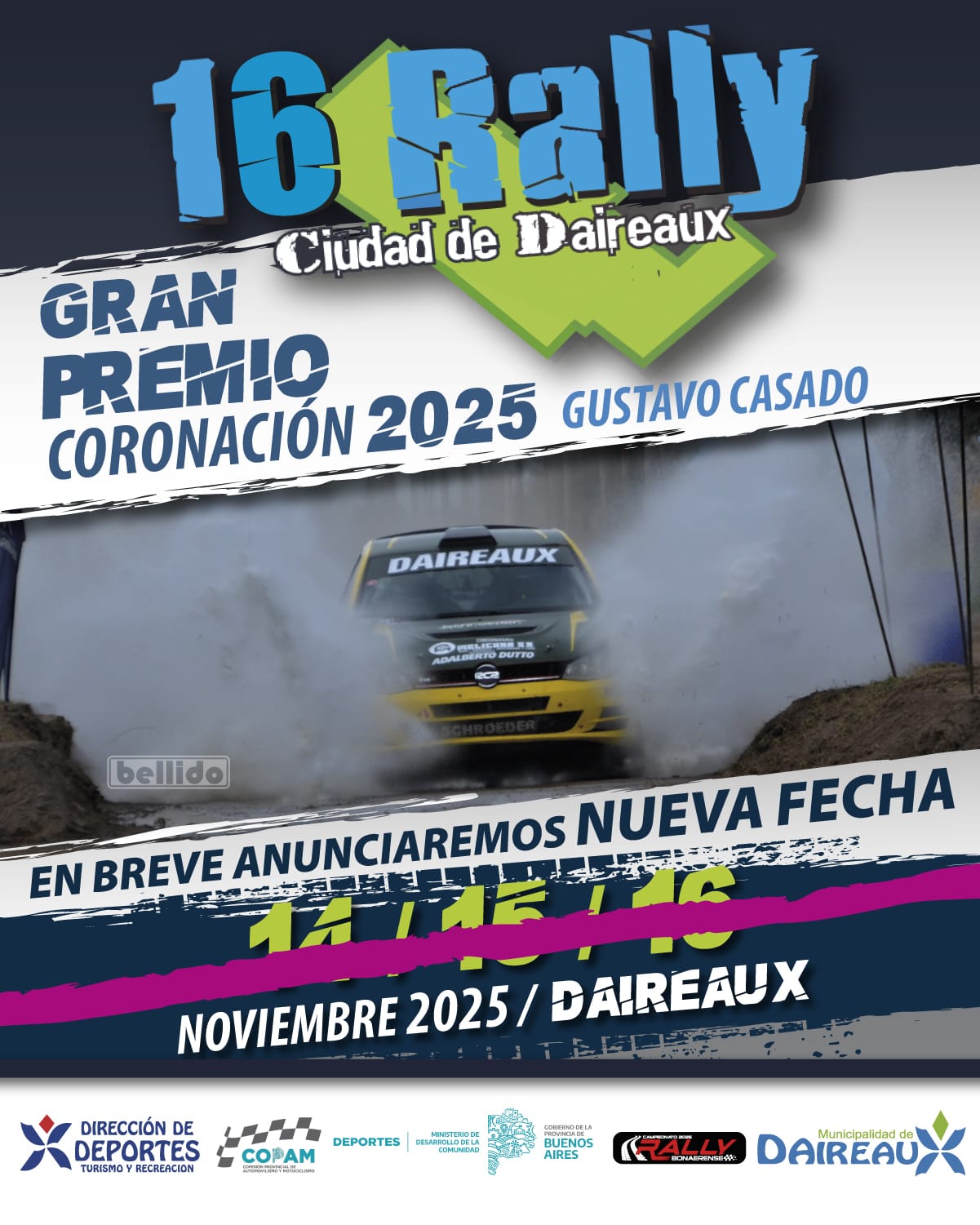 SUSPENSIÓN DE LA FECHA DEL PREMIO CORONACIÓN – 16° RALLY CIUDAD DE DAIREAUX