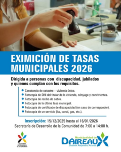 EXIMICIÓN DE TASAS MUNICIPALES 2026